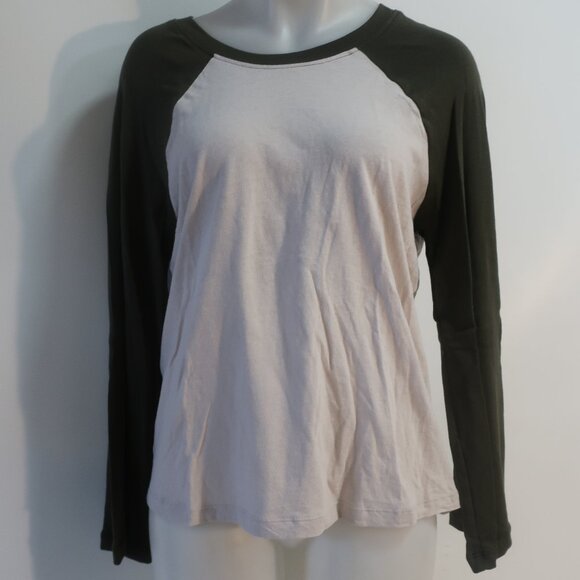 LA made Tops - NWT Womens LA Made Military Green Beige (Item- 32) Raglan Baseball T-Shirt M
